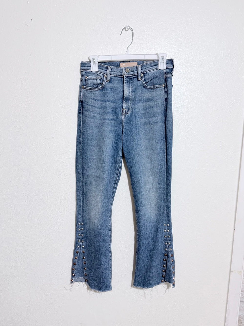 7 For All Mankind Luxe Vintage High Rise Studded Ankle Jeans 27